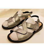 SOLIDUS Comfort Flat Sandals Sz:US-8.5 Gray Leather Made in Germany - £40.04 GBP