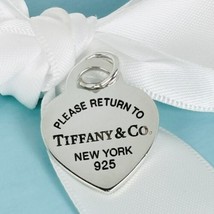 Return to Tiffany Black Enamel Heart Tag Charm or Pendant - £230.48 GBP
