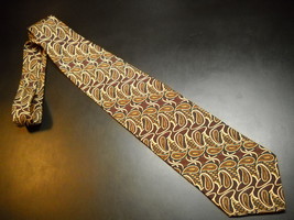 Joseph Abboud Neck Tie Imported Italian Silk Large Paisley in Golds and Browns - £10.17 GBP
