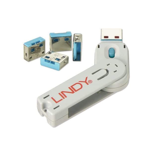 LINDY USB Port Blocker - Pack of 4 Colour Code: Blue  - $55.00