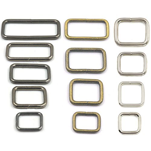 Bluemoona 15 Pcs - 1" 25mm Non Welded Rectangle Rings Buckles Webbing for Straps