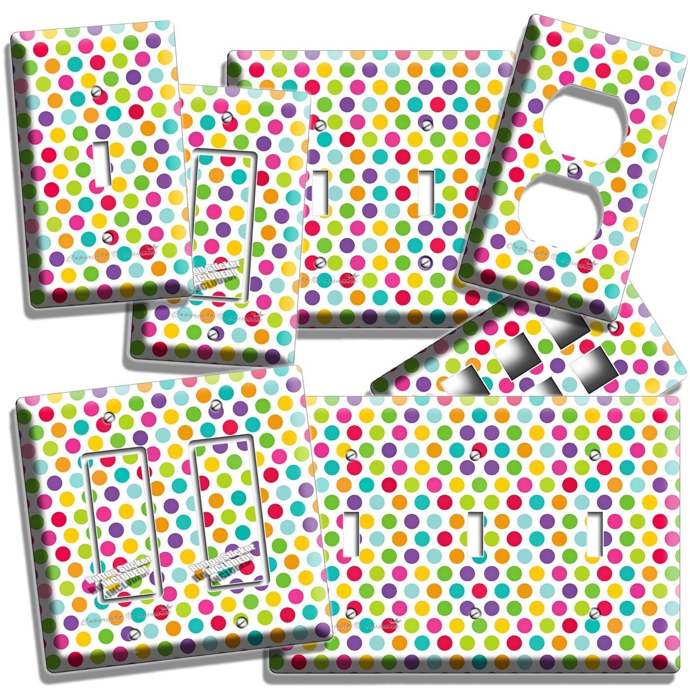 COLORFUL PASTEL POLKA DOTS BABY NURSERY LIGHTSWITCH WALL PLATE OUTLET ROOM DECOR