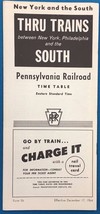 PENNSYLVANIA RAILROAD December 17, 1964 Time Table New York Philadelphia... - $9.89
