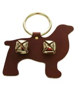 DOG with SLEIGH BELLS LEATHER DOOR CHIME - Dark Brown Amish Handmade in USA - £19.55 GBP