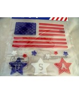 NEW Patriotic GEL CHARMS USA  American FLAG 6 1/2&quot; X 7&quot;  WINDOW CLING STARS - £9.21 GBP