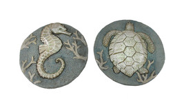 Zeckos Set of 2 Seahorse and Sea Turtle Cement Garden Stepping Stones - £34.38 GBP