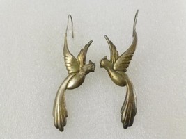 Tropical PARROT Bird Drop Dangle EARRINGS in Sterling Silver - Vintage -... - £39.78 GBP