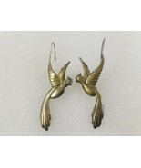 Tropical PARROT Bird Drop Dangle EARRINGS in Sterling Silver - Vintage -... - £39.51 GBP
