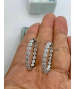Rund Geschliffen Künstlicher Diamant Damen Huggie Creolen 14k Weiß Vergo... - €90,36 EUR