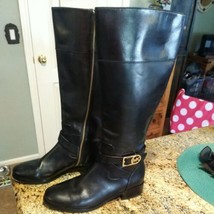 Michael Kors Black Leather Zip Up Riding Knee Boots Worn Once Sz 8M - $64.35