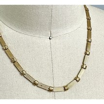 Vintage Trifari Gold Tone Metal Bead Stations Flat Bar Link Chain Neckla... - $33.86