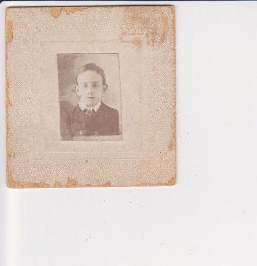 Antique Photograph-Boy Portrait-2.5x2.5&quot; w Mount-Black &amp; White-Vtg-Suit-... - $8.59