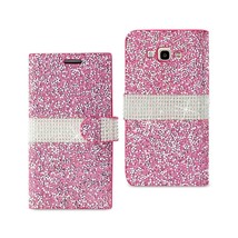 [Pack Of 2] Reiko Samsung Galaxy J7 Diamond Rhinestone Wallet Case In Pink - £17.09 GBP