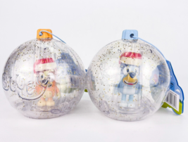 Bluey Bingo Christmas Holiday Clear Ornaments Balls Lot Of 2 Figures Gift Set - £21.61 GBP