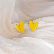 Yellow Enamel &amp; 18K Gold-Plated Heart Stud Earrings - £10.44 GBP