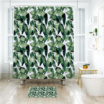 Banana Leaf Pattern 11 Shower Curtain Bath Mat Bathroom Waterproof Decorative Ba - £18.37 GBP+