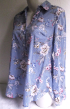 Talbots Breezy Cotton Stripe Floral Long Sleeve Blouse Shirt Top Womens MEDIUM - £18.60 GBP