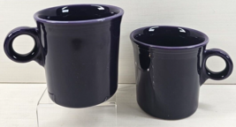 2 Homer Laughlin Fiesta Mulberry Mugs Set O Ring Fiestaware Dark Purple Cups Lot - £23.71 GBP
