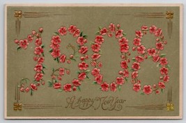 New Years 1908 Floral Greetings Postcard C40 - £3.91 GBP