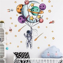 Astronaut Wall Stickers Planet Space Star DIY Vinyl Removable Large Wall Decals  - £19.12 GBP