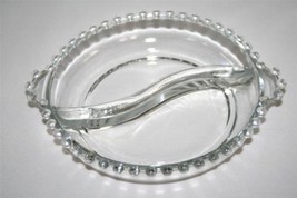 Imperial Glass Candlewick Elegant Clear Handled Round Divided Bowl #1100 - £15.67 GBP