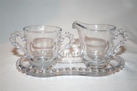 Imperial Glass Candlewick Elegant Clear 3 Pc Creamer Sugar Tray #1083 - £23.98 GBP