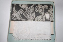 Vintage Belgium Off White Handmade Lace Hankie Unused in Box with Card  ... - $10.00