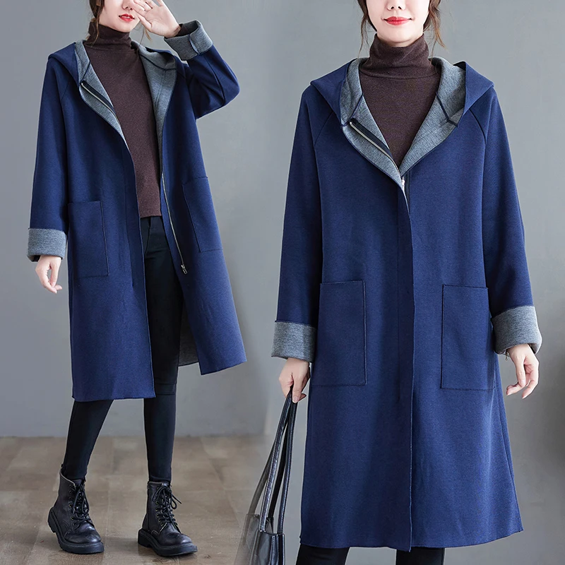 Make a hooded new winter long in the &#39;s loose air design feeling female hooded c - £122.08 GBP