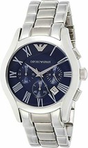 NWT Emporio Armani Classic Men&#39;s Watch Silver Stainless Steel Blue Dial ... - $153.59