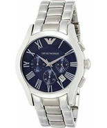 NWT Emporio Armani Classic Men&#39;s Watch Silver Stainless Steel Blue Dial ... - £123.52 GBP