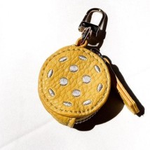 Sports Vegan Leather Bag Charm Keychain Yellow Pickleball - $24.75