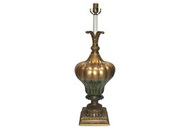Vintage Marbro Gold and Green Gourd Glass Lamp - $2,875.00