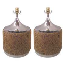 Vintage Mid-Century Laurel Cork and Chrome Lamps-A Pair - £1,177.57 GBP