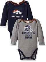 NFL Denver Broncos In My DNA 2 pack Bodysuit Long Sleeve Size 0-3M Gerber - £23.76 GBP