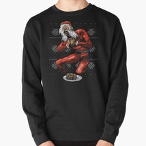  Santa Devouring His Cookies Men&#39;s Pullover Black Sweatshirt - £26.14 GBP