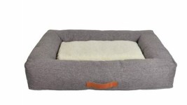 Boots &amp; Barkley Rectangular Bolster Faux Linen Dog Bed - £24.03 GBP