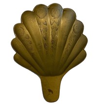 Etched Brass Clam Sea Shell Palm Trinket Soap Dish Ashtray Vanity VINTAGE - £9.50 GBP