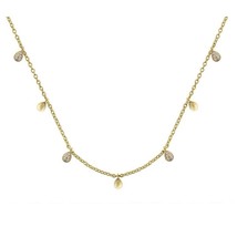 0.15CT Real Diamond Pear Shape 7-Station Necklace 14K Yellow Gold Plated Silver - £103.12 GBP