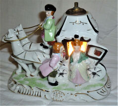 Schor Parcraft Colonial Horse and Buggy Night Light Lamp Hand Painted Japan - $18.81