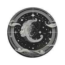 Aquarius 5ft Round Rug, Zodiac Black White Water-Bearer Design, Durable Chenille - £120.41 GBP