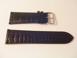 EX WIDE LEATHER BLACK CROC WATCH BAND 30MM STRAP S47B - £9.77 GBP