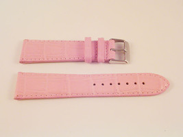 New Ladies Watch Strap Band Crocodile Style Leather Pink 22mm Silver Buckle S10 - £10.00 GBP