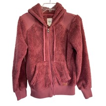 Billabong Fuzzy Fleece Hoodie Full Zip Rose Pink Hooded Sweatshirt Women&#39;s Small - $12.73