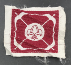 Vintage Boy Scouts Fleur-de-lis Burgundy Woven Silk Patch 3&quot; x 2.5&quot; - $13.99