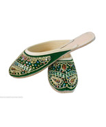 Women Slippers Indian Handmade Green Clogs Traditional Leather Jutties U... - £35.96 GBP