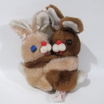 Vintage Hugging Bunny Plush Brown Beige Rabbits Stuffed Animal Korea - £15.67 GBP