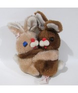 Vintage Hugging Bunny Plush Brown Beige Rabbits Stuffed Animal Korea - £15.55 GBP