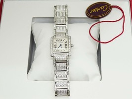 Cartier 18K White Gold &amp; Diamonds Tank Francaise Ladies Watch - $20,000.00