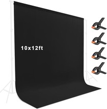 10X12ft Black Backdrop Black Photo Backdrop Curtain Polyester Collapsible Black  - £42.56 GBP