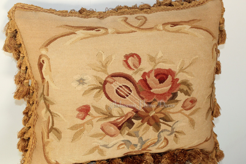 18'x14' 【ANTIQUE FRENCH DECOR】 Aubusson Tapestry Pillow Cushion WOOL HAND WOVEN - $95.00